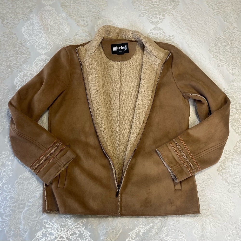 Unlisted By Kenneth Cole Microsuede Jacket In Camel Tan Size Small - Picture 6 of 10